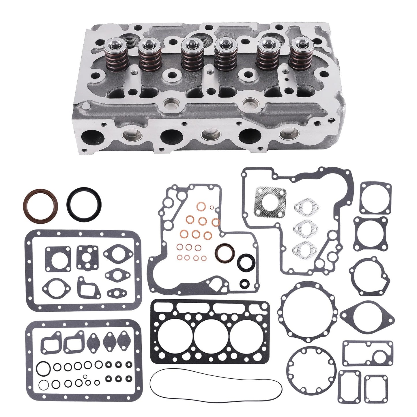 Complete Cylinder Head with Valves and Full Gasket Kit for Kubota (D850–D950, 1974–1985)