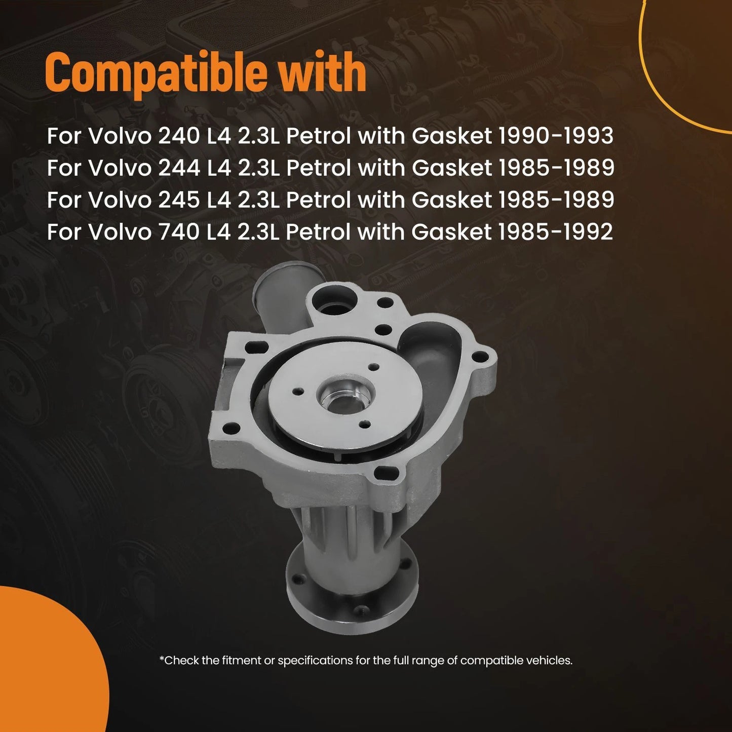Coolant Water Pump for Volvo 760/780/940 2.3L (1985–1995)