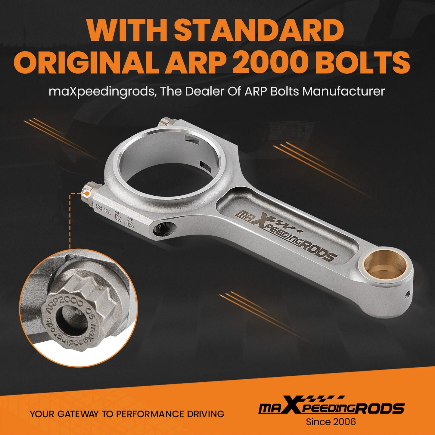 I-Beam Forged Connecting Rods with ARP 2000 Bolts for Mazda B6 (1970–1978)