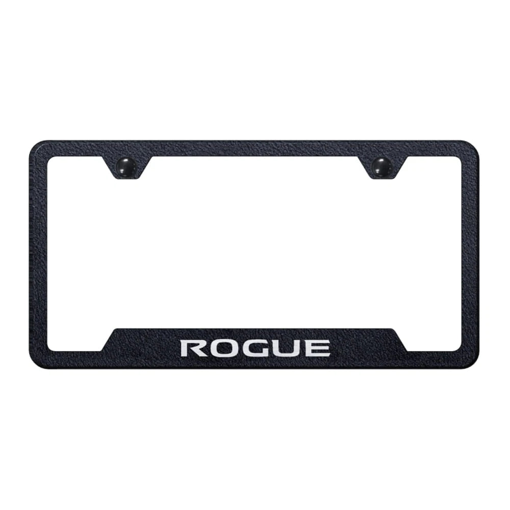 Textured Black Laser Etched Cutout Bottom License Plate Frame for Nissan Rogue