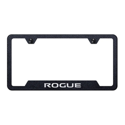 Textured Black Laser Etched Cutout Bottom License Plate Frame for Nissan Rogue