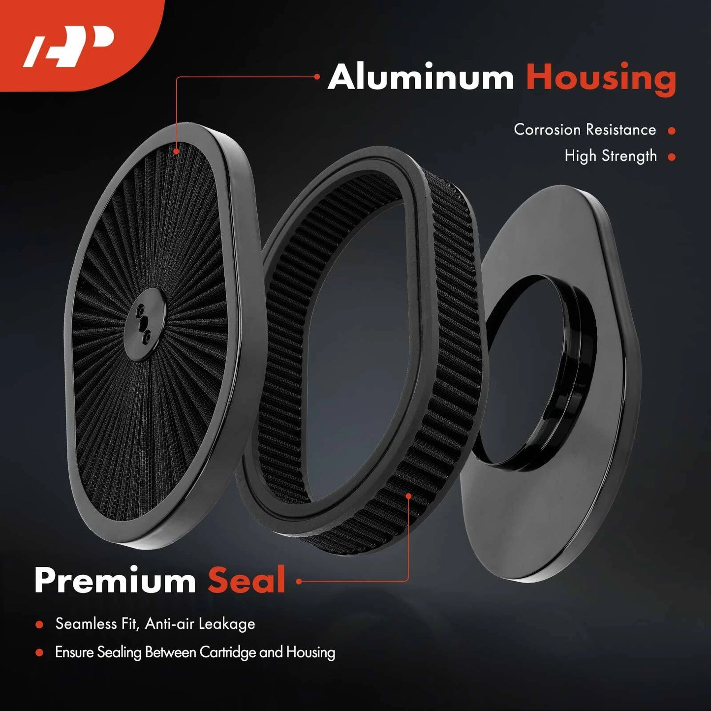 12" X 2" Oval Black Air Cleaner for Chevy Impala (1975–1983)