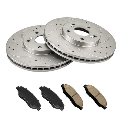 Front Drilled & Slotted Brake Rotors & Ceramic Pads for Honda Pilot (2003–2008)