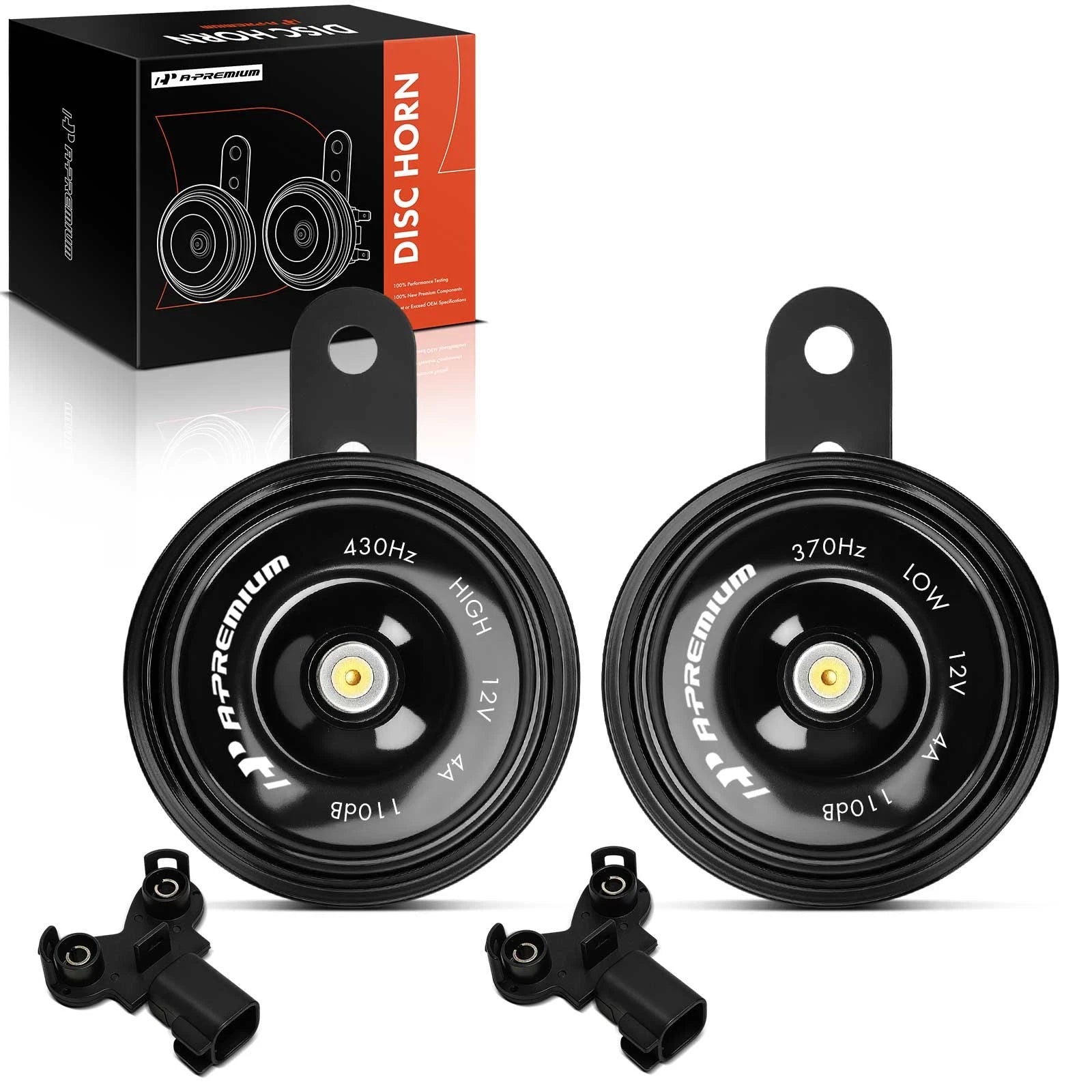 2X 76.5mm Black Metal Disc Horn with Connectors for Chevrolet Malibu