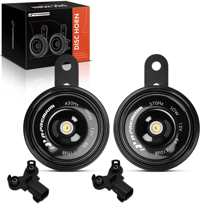 2X 76.5mm Black Metal Disc Horn with Connectors for Chevrolet Malibu