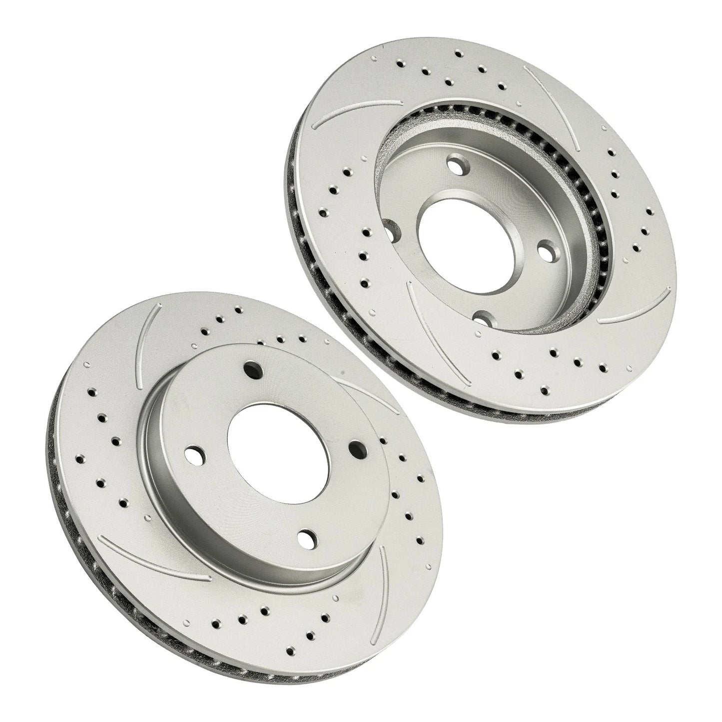 Drilled Slotted Vented Front Brake Rotor Pair for Nissan Versa (2009–2011)