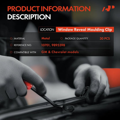 30Pcs Metal Window Reveal Moulding Clip Retainer for GM (1971–Present)