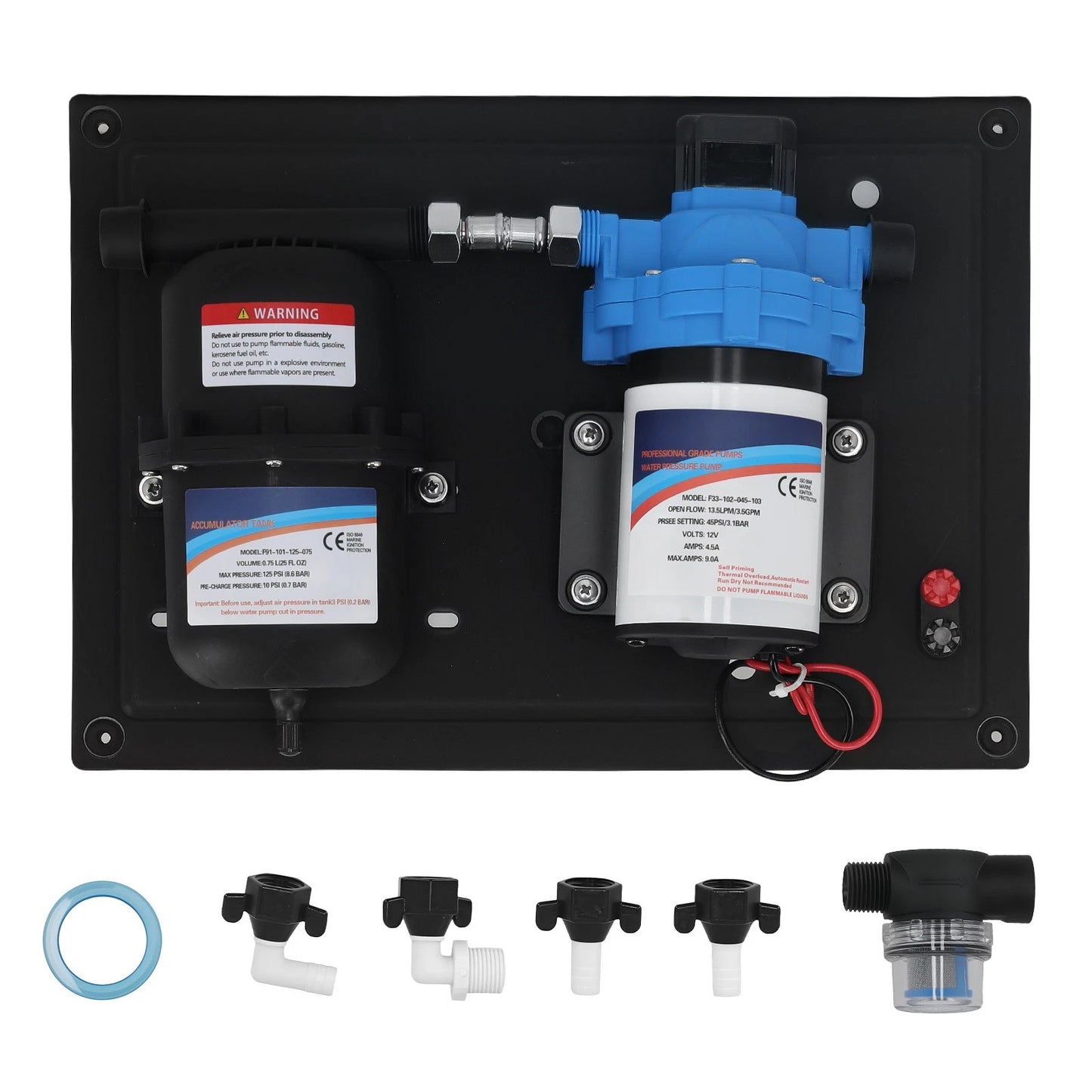 Boat Water Pump for RV Camper (12V 3.5GPM) Marine Grade High Flow (2018–2024)