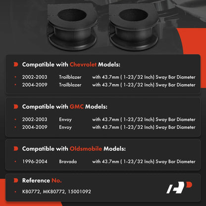 2X Front Sway Bar Bushing Kit for Chevrolet Trailblazer (2002–2009)