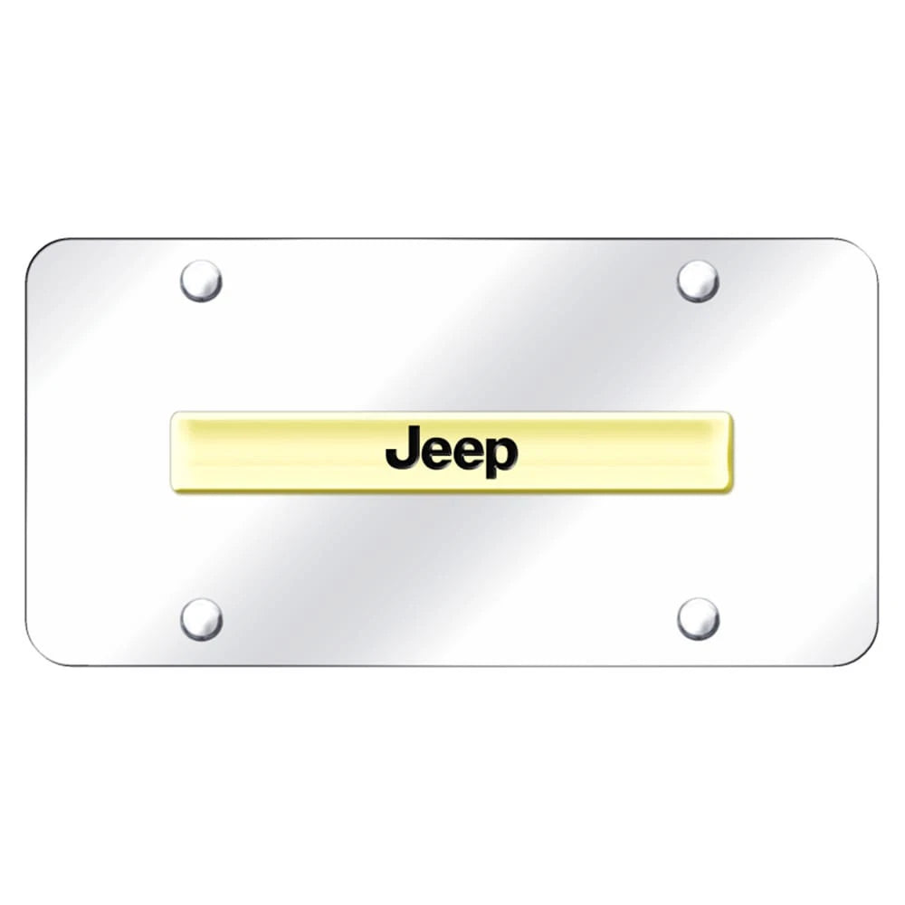 Gold Name on Chrome License Plate - Officially Licensed for Jeep