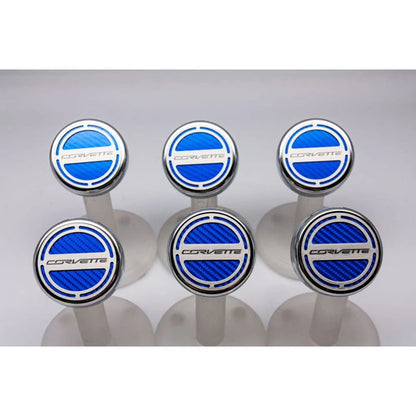 Chrome Cap Covers with Yellow C Fiber Inlay for 2014–2019 Corvette Z06 Manual