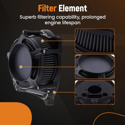 Black Air Cleaner Kit for Harley Touring & Dyna & Softail (2000–2007)