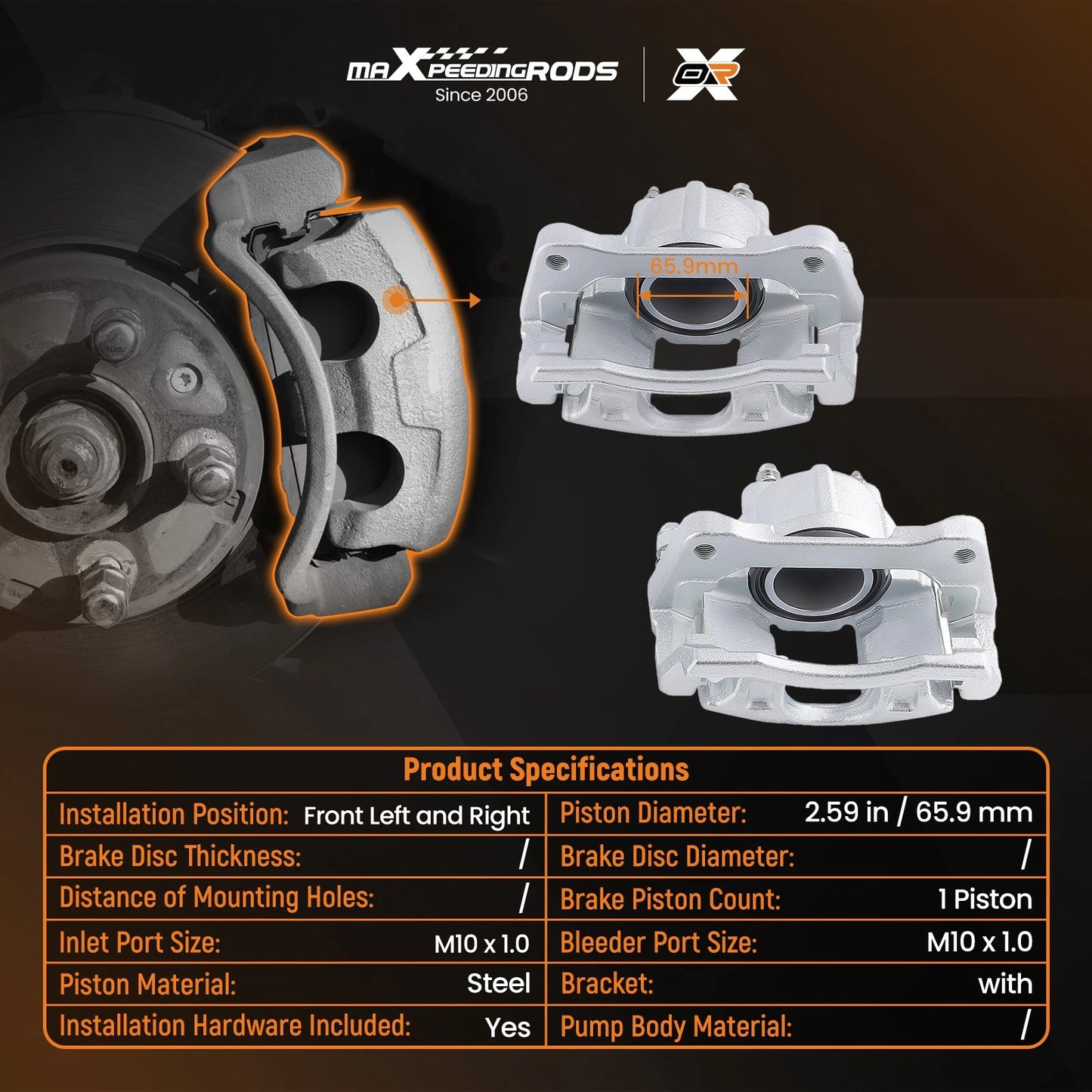 Front/Rear Disc Brake Calipers for Jeep Wrangler (2007–2017)