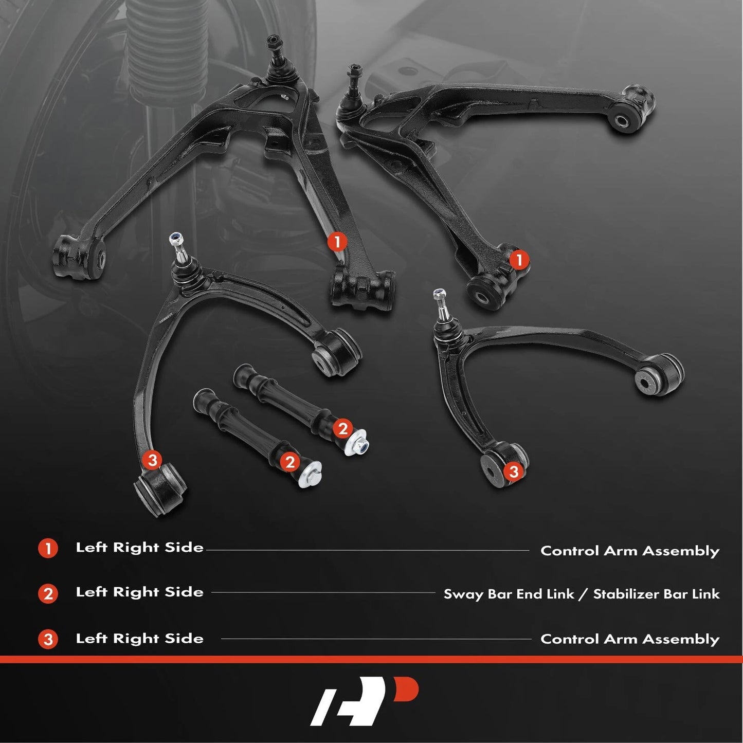 6X Front Lower & Upper Control Arm with Ball Joint for Chevy Silverado