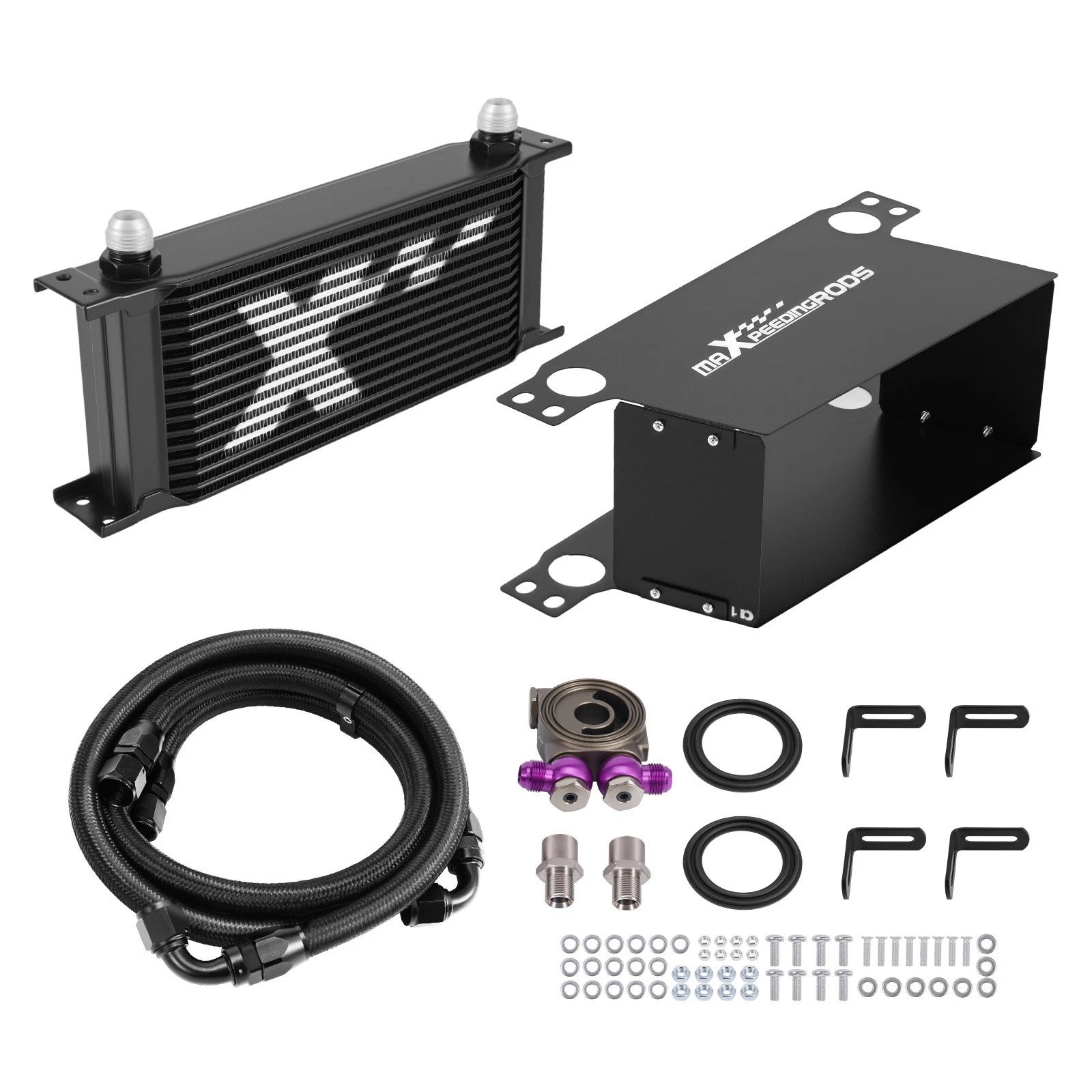 Aluminum 16-Row Transmission Oil Cooler Kit for Universal 10 AN Engine (2010–2019)