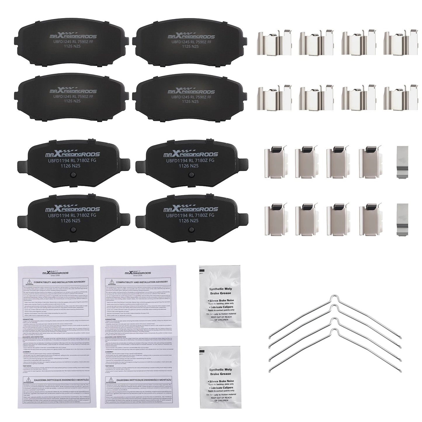 Front and Rear Ceramic Brake Pads for Ford Edge and Lincoln MKX (2011-2015)