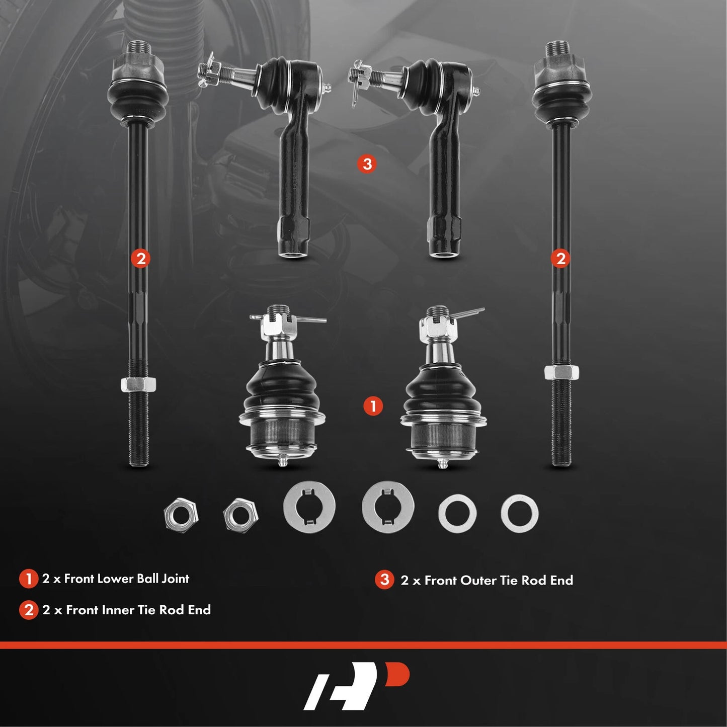 6X Inner & Outer Tie Rods & Front Lower Ball Joints for Chevy Silverado
