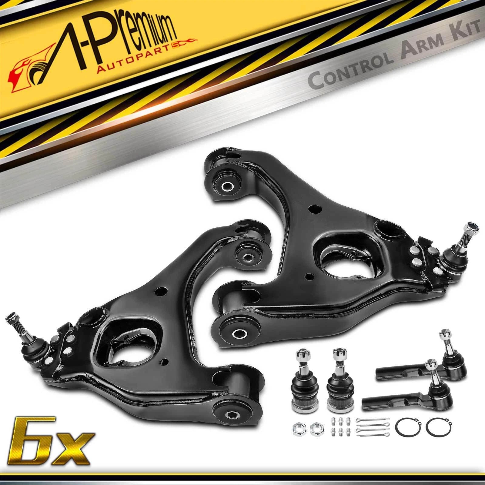 6x Front Control Arm Ball Joint Tie Rod for Chevrolet Silverado 1500 (2007–2018)