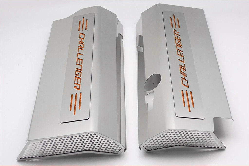 Fuel Rail Covers w/Orange CF Vinyl "Challenger" Inlay for 08-11 SRT8 w/OE Intake