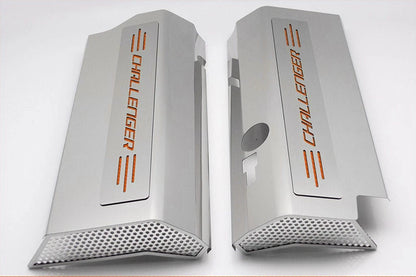 Fuel Rail Covers w/Orange CF Vinyl "Challenger" Inlay for 08-11 SRT8 w/OE Intake