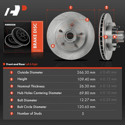 2Pcs Front Disc Brake Rotors for Chevy S10 Blazer GMC Jimmy (RWD)