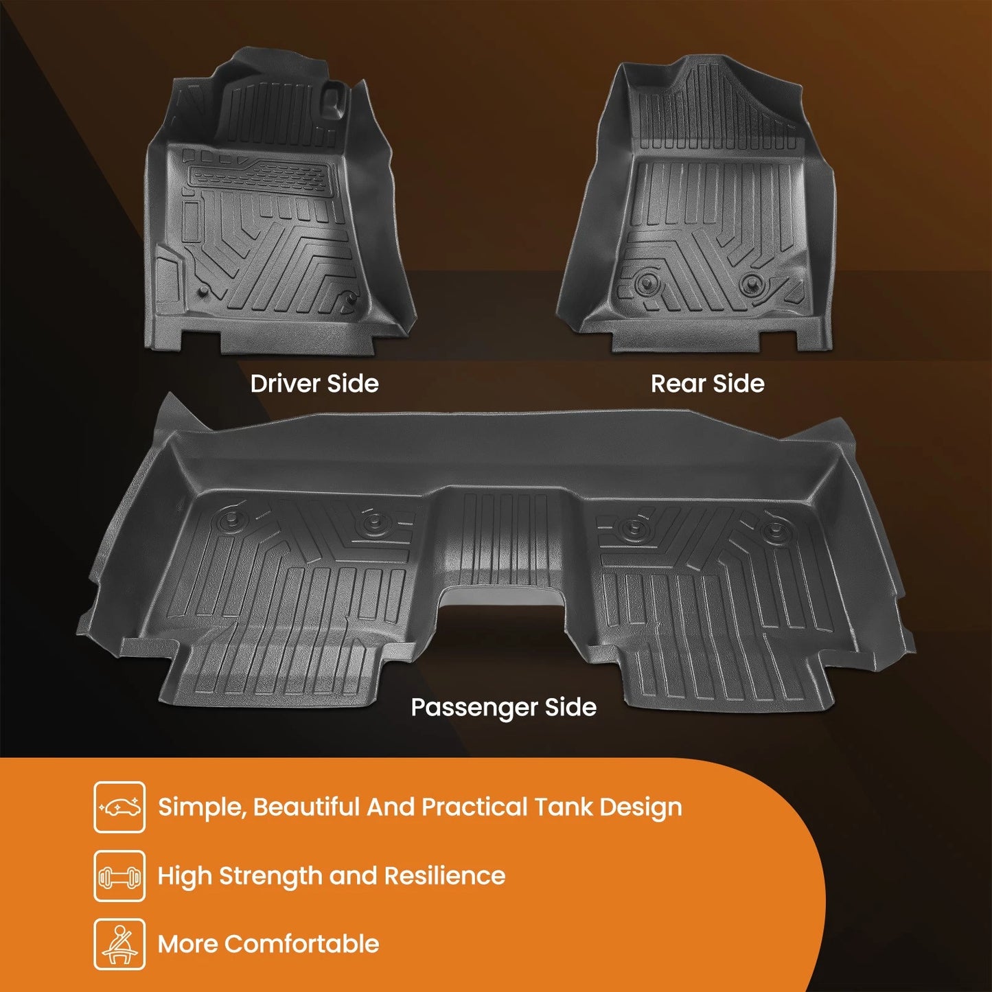Floor Mats for Toyota Camry (2007–2011) Front & 2nd Row TPE Rubber Set