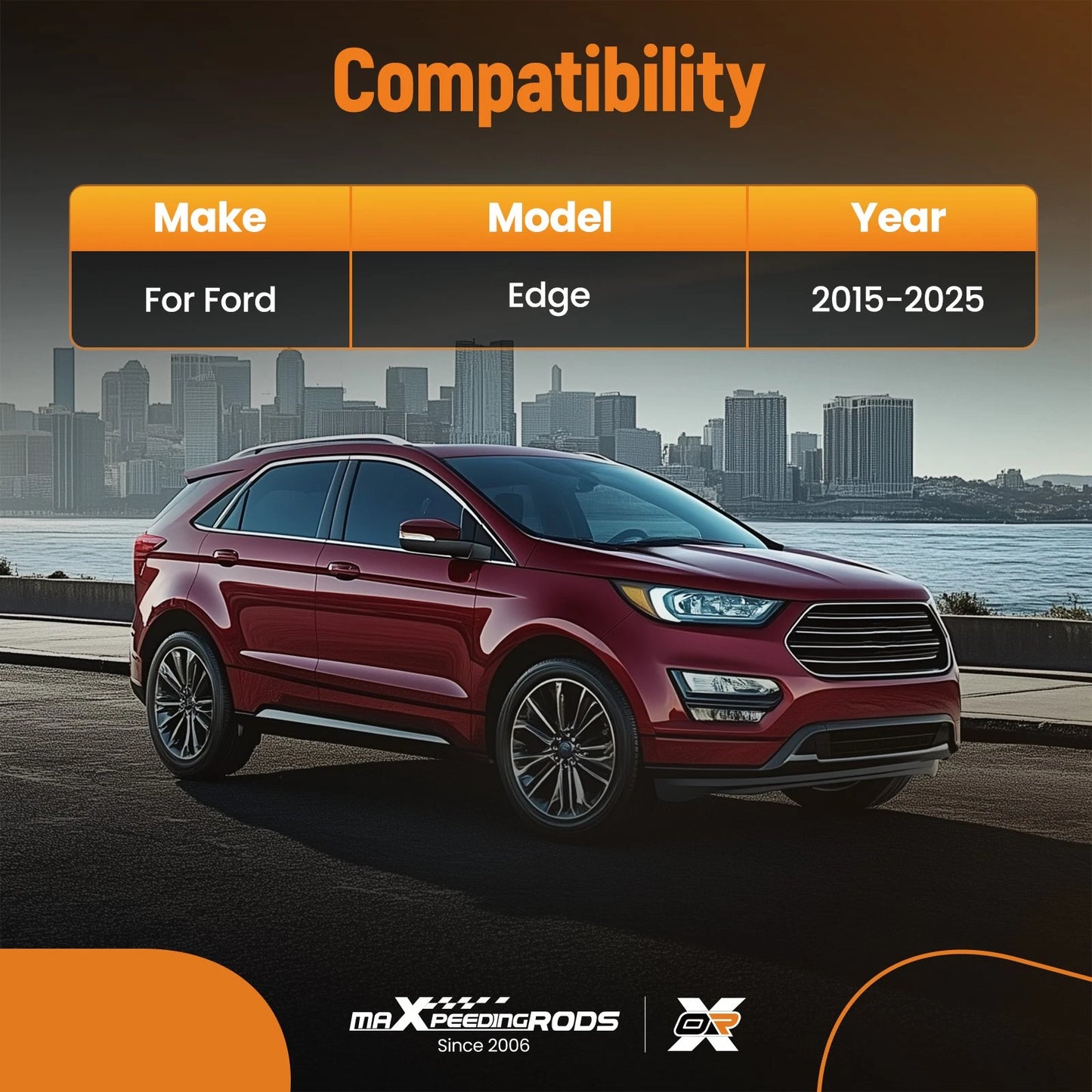 All-Weather Floor Mats Liners for Ford Edge (2015–2024) Unique Black TPE
