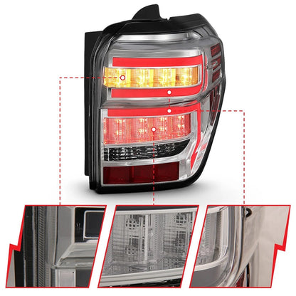 Chrome Clear Lens Tail Light Assembly with Sequential for 2014-2023 Toyota 4Runner