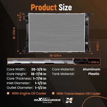 Coolant Radiator 2 Row for Audi A5 Q5 S4 S5 A6 A7 Macan (2008–2018)