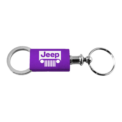 Grille Logo on Purple Anodized Aluminum Valet Keychain for Jeep