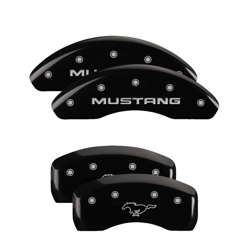 Front and Rear Black Pony Caliper Covers for 1997–1998 Ford Mustang (MGP)