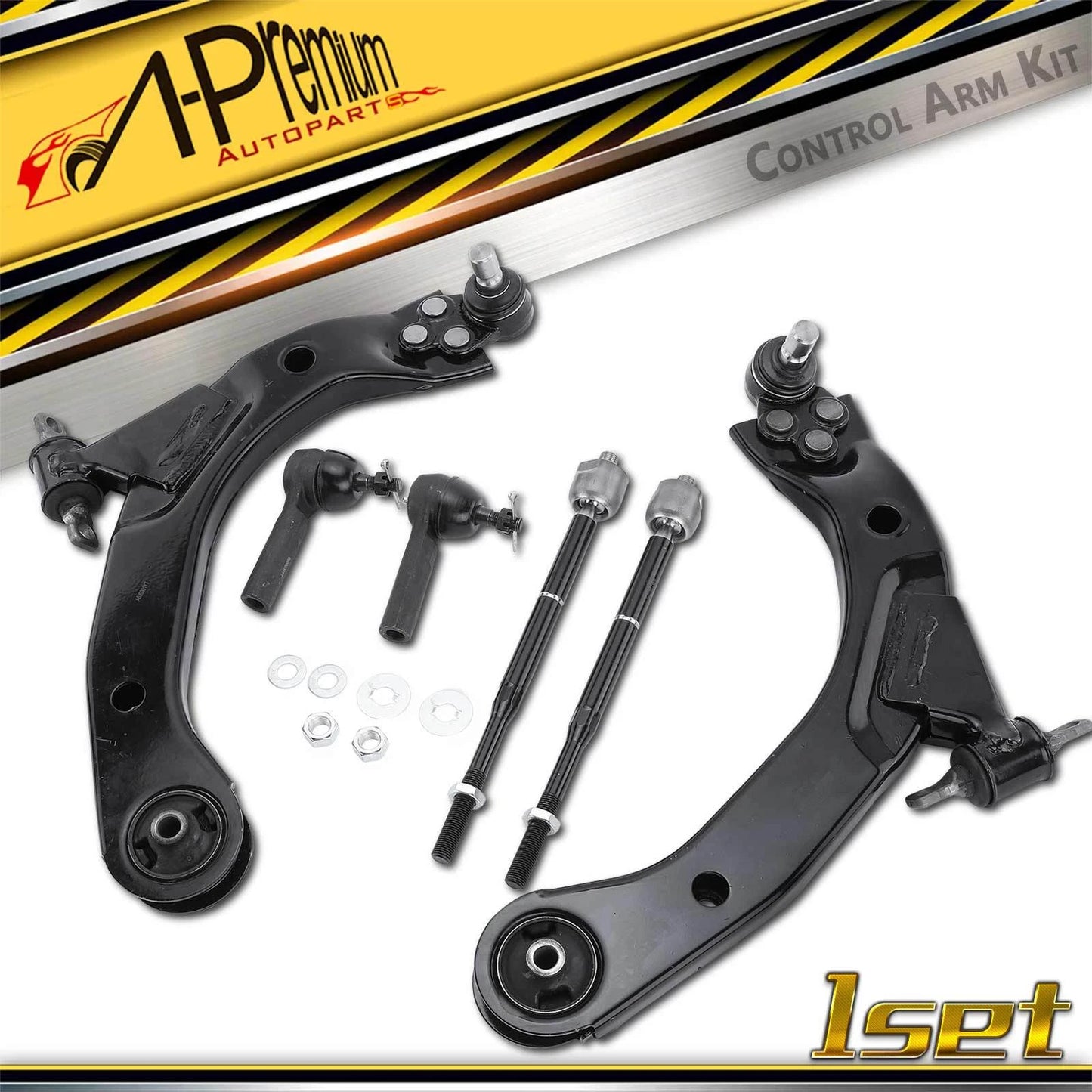 6x Front Control Arm with Ball Joint Tie Rod End for Chevy Cobalt (2005–2010)