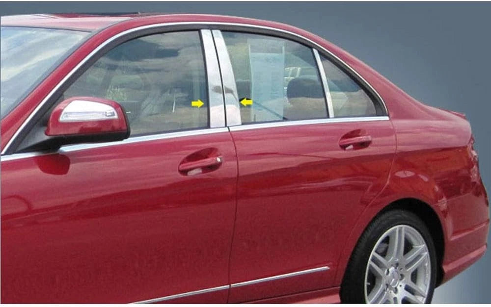 Class 4pc. Luxury FX Chrome Pillar Post Trim for 2008-2011 Mercedes C