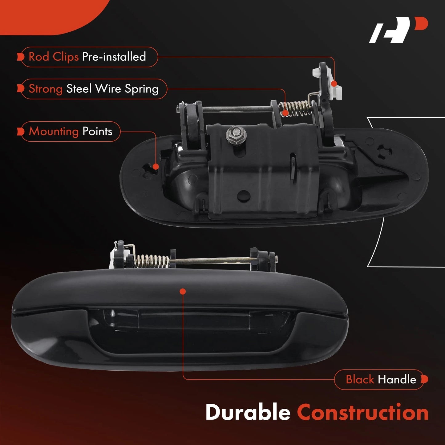 2X Rear Black Exterior Door Handle for Chevy Trailblazer GMC Envoy (2002–2009)