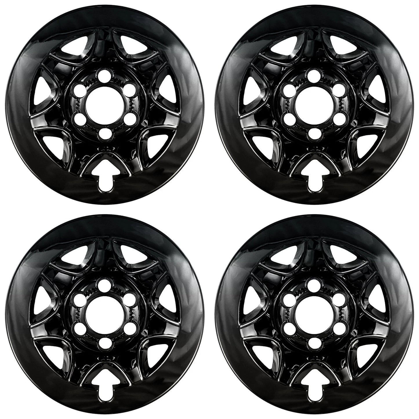 17" Gloss Black Wheel Skins for 2014-2017 Silverado 1500 - 7 Spoke
