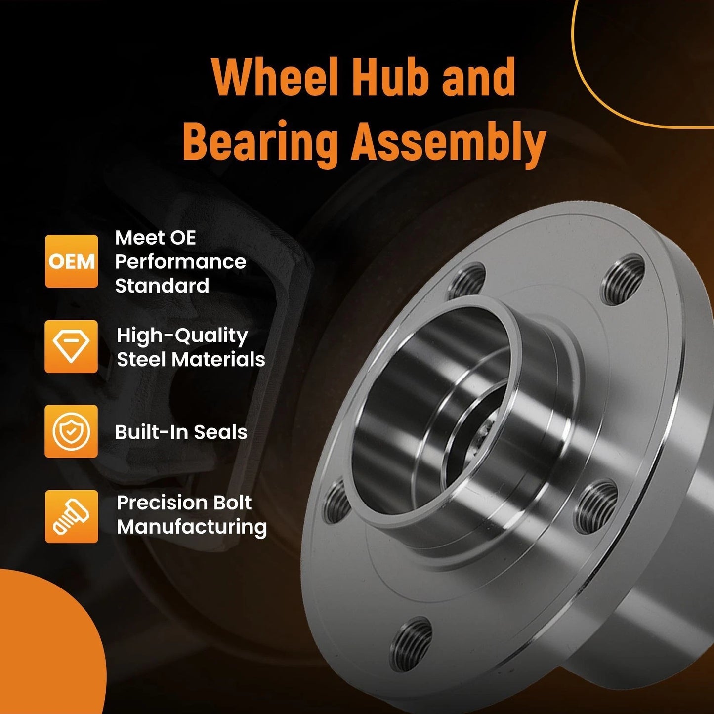 Front Wheel Bearing Hub for Volvo XC60 (2010–2017) XC70 (2008–2016)