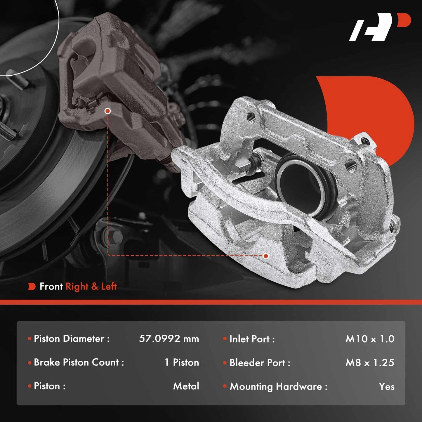 6x Front Disc Brake Caliper and Pads for Mercedes-Benz C280 C350 (2006–2007)