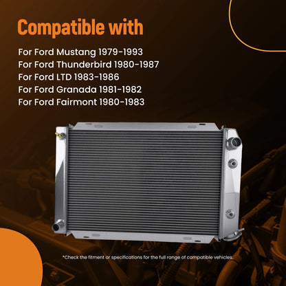 3 Row Aluminum Radiator for Ford Granada Thunderbird (1980–1987) MC138
