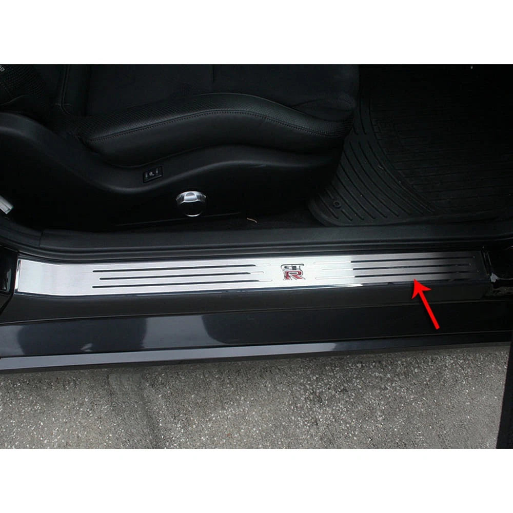 Polished/Brushed Stainless Steel Inner Door Sill Trim Kit for 10-13 Nissan GT-R