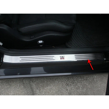 Polished/Brushed Stainless Steel Inner Door Sill Trim Kit for 10-13 Nissan GT-R