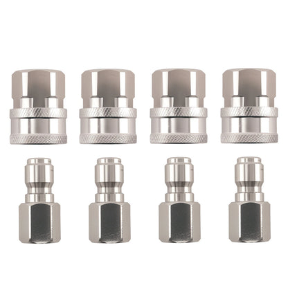 3/8in Quick Connect Stainless Steel Pressure Washer Adapter for 4Sets (—)