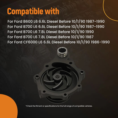 Coolant Water Pump for Ford B600 F700 F800 6.6L (1986–1990)