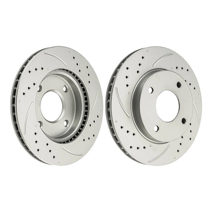 Drilled Slotted Vented Front Brake Rotor Pair for Nissan Versa (2009–2011)