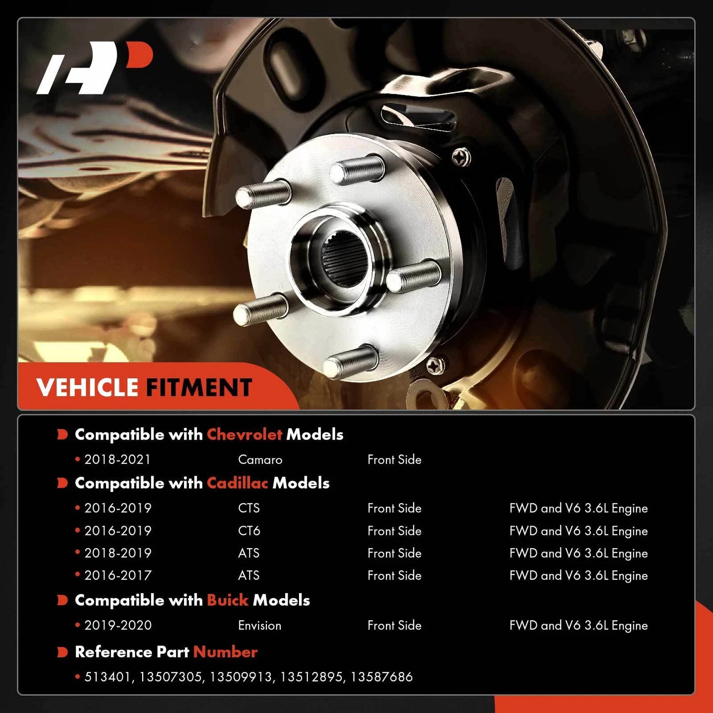 2X Wheel Hub & Bearing Assembly for Chevy Camaro Cadillac