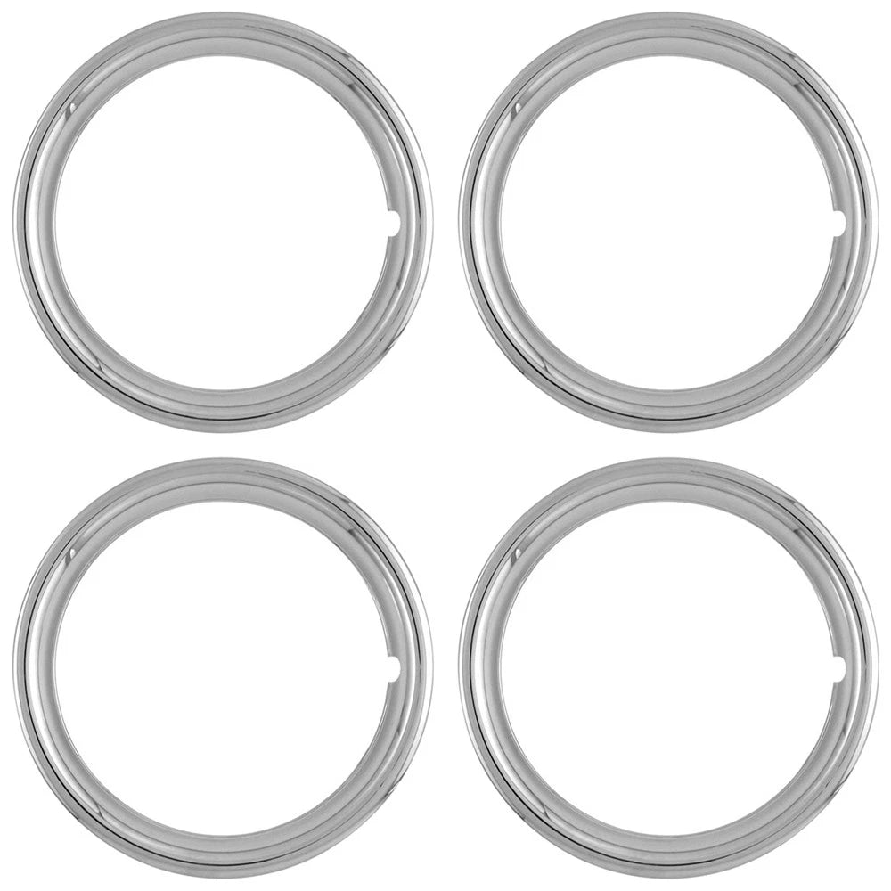 Set of 4 15" CHROME WHEEL TRIM RINGS Beauty Rims Ring Glamour Band for Steel Rim
