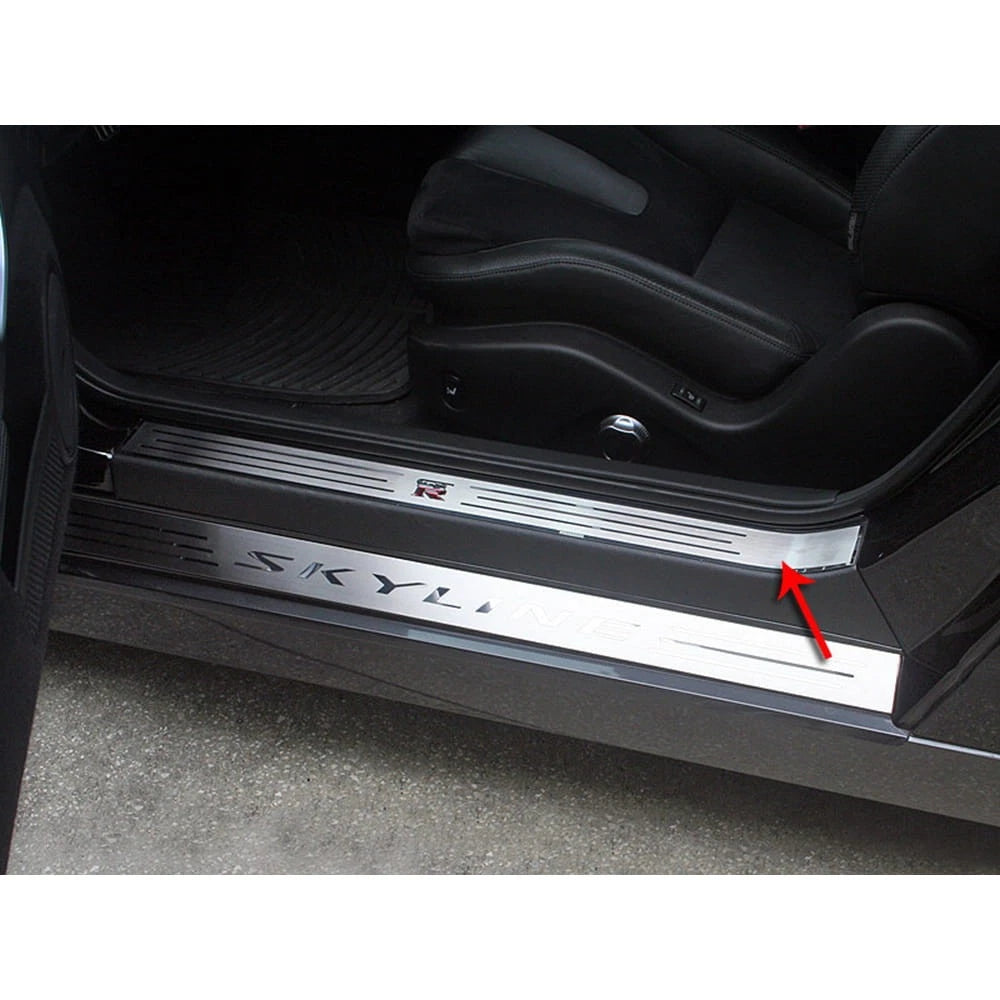 Inner Door Sill Trim Kit Polished Stainless Steel for Nissan GT-R (2010–2013)