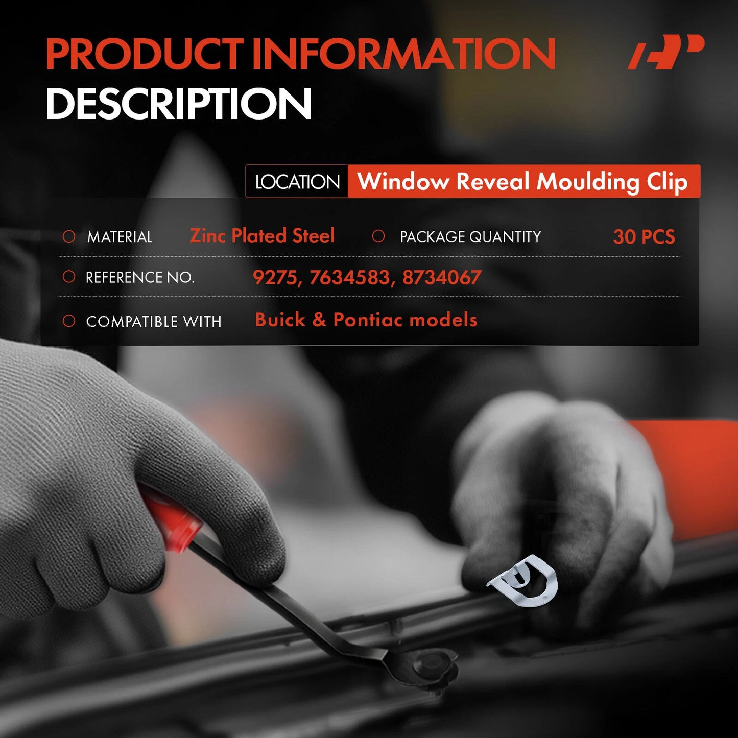 30 Pcs Window Reveal Molding Clips for Buick