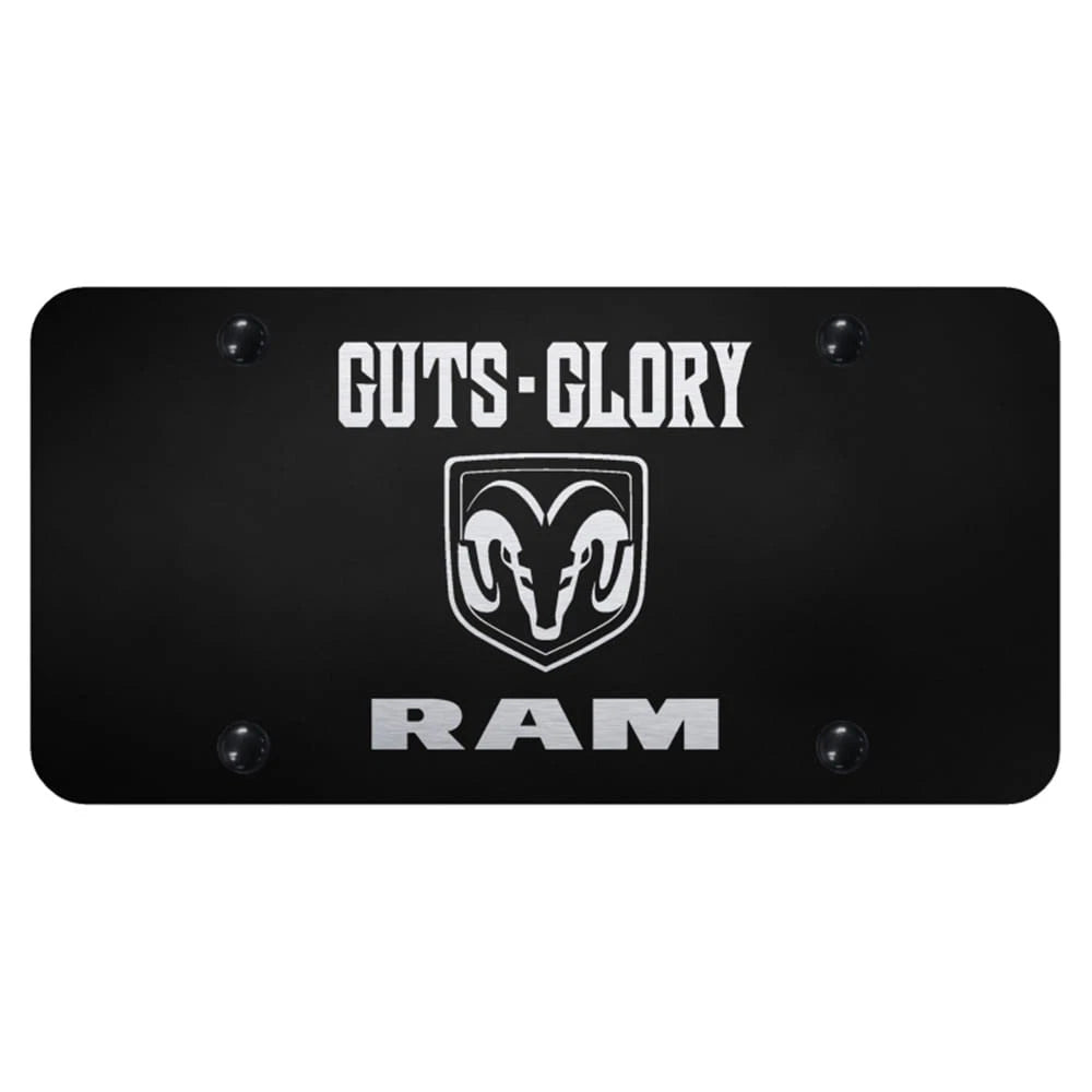 Guts-Glory-RAM Etched on Black License Plate - Officially Licensed for Dodge