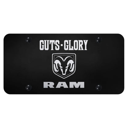 Guts-Glory-RAM Etched on Black License Plate - Officially Licensed for Dodge