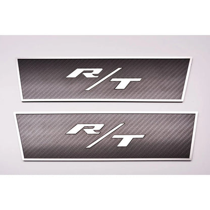 Carbon Fiber Door Badges Polished R T for 2009-2014 Dodge Challenger R/T